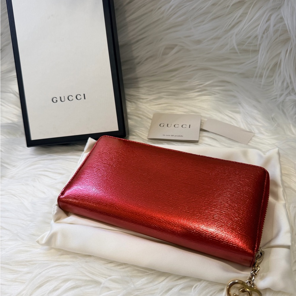 Gucci Metallic Red Leather Wallet